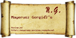 Mayerusz Gorgiás névjegykártya